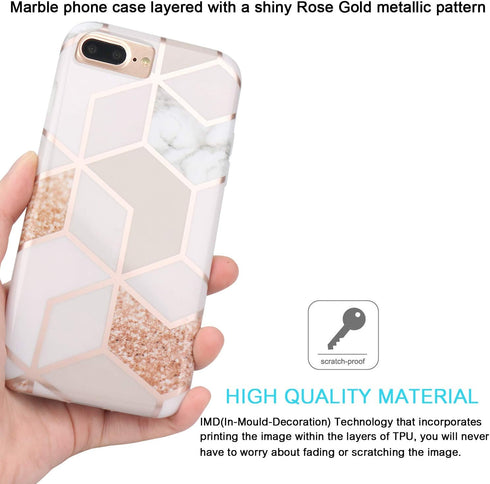Jaholan Case for iPhone 7 Plus Bling Glitter Sparkle Rose Gold Marble Design TPU Gel Case Ultra Thin Lightweight Soft Case Cover for iPhone 7 Plus...