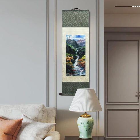 AtfArt Asian Wall Decor Beautiful Silk Scroll Painting Four Seasons Landscape Painting Summer Autumn Winter-Spring Oriental Decor Chinese Art Wall...