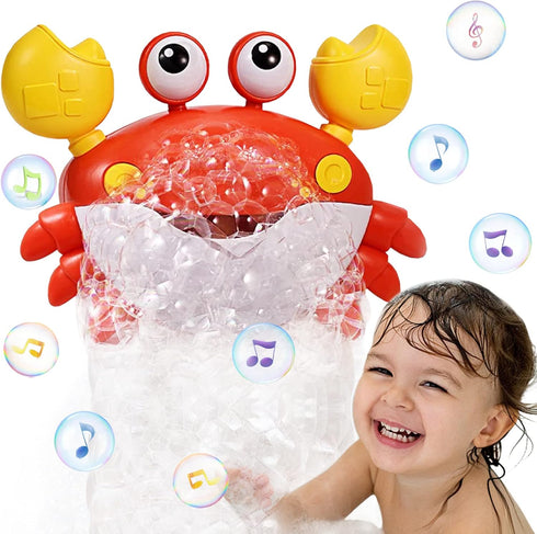 Crab Bath Toys for Toddlers 1-3 2-4 Bathtub Bubble Maker with Music Automatic Kids Bathtub Bubble Machine Baby Bath Toys for Infants 6-12 12-18 Mo...