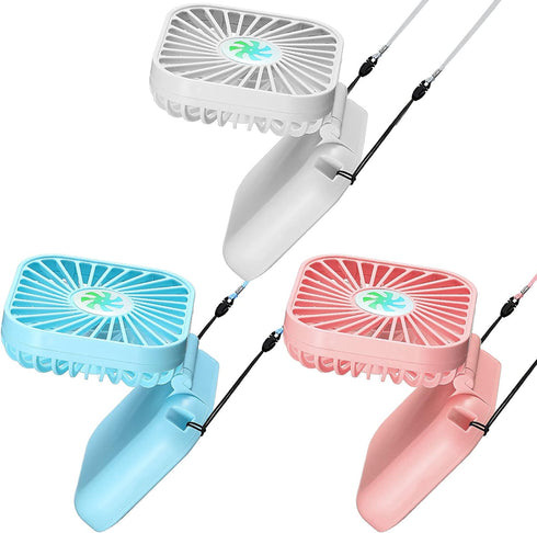 Hortsun 3Pack Necklace Fan Portable Neck Hanging Fan Mini Fan Handheld Fan for Cooling Small Personal Hands Free Fan USB Rechargeable Battery 3 Sp...