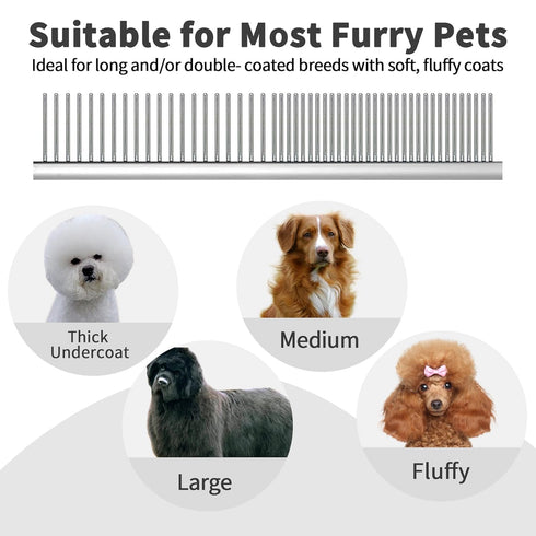 Large Firm Slicker Brush & Pet Comb Value Kit,Extra Long Pin Slicker Brush for Dogs Goldendoodles,Large Dog Pet Grooming Wire Brush and Deshedding...