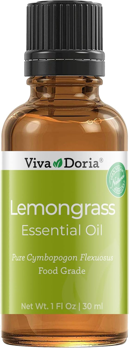 Viva Doria 100% Pure Lemongrass Essential Oil, Undiluted, Food Grade, Guatemalan Lemongrass Oil 30 mL (1 Fl Oz)...