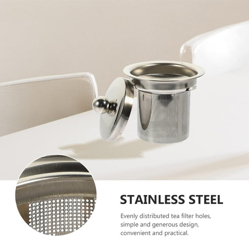 Hemoton Tea Strainer Insert with Lids Stainless Steel Tea Infuser Tea Filters Metal Teapot Replacement Mesh Strainer Tea Pot Accessories (Silver M...