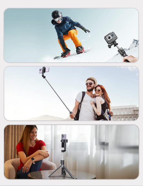 Selfie Stick Phone Tripod with Remote, Portable 5 in 1 Selfie Stick Phone Tripod, Wireless Selfie Stick Tripod for Cell Phone Compatible with iPho...