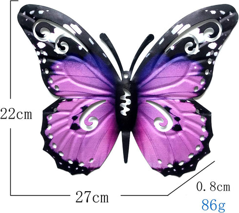 BinaryABC 3D Metal Butterfly Decor Wall Art Sculpture Hanging Decoration,Indoor Outdoor Garden Decoration (Purple)...