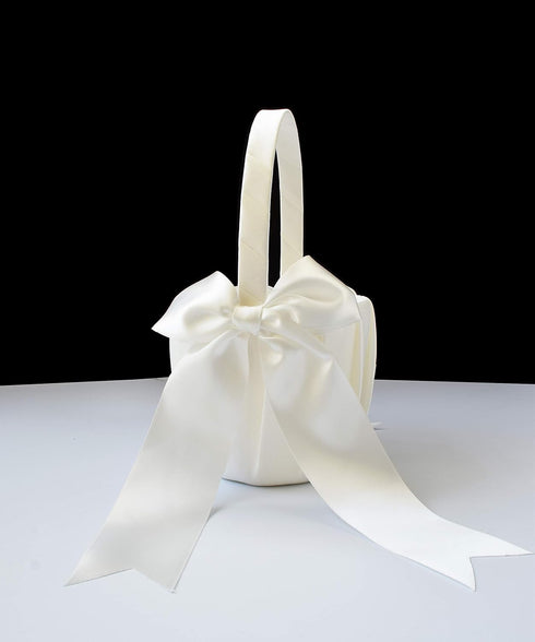 2 PCS Flower Girl Baskets Set- Cute Cherish Wedding Flower Baskets (Ivory)...
