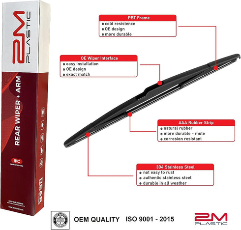 Front and Rear Windshield Wiper Blades For Chevy CRUZE HATCH 28" 24" 10" 2017-2019 Premium All-Season OEM Quality 2M PLASTIC (REAR ARM CHEVY CRUZE...