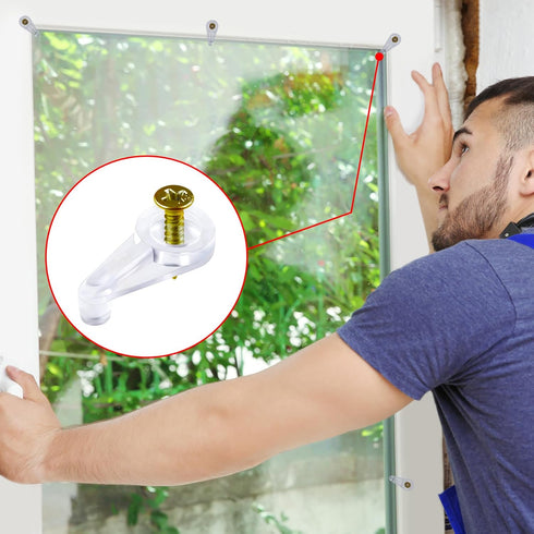 OIIKI 100Pack Glass Retainer Clips Kit, Transparent Glass Cabinet Clips with Screws, Door Panel Clips Repairing Replacements Window Dressing Hardw...