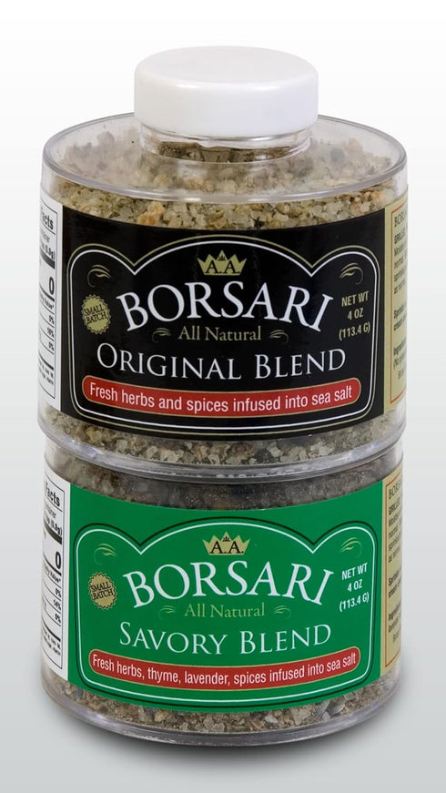 Borsari Seasoned Salt Combo - Multi-Use All Purpose Savory and Original Seasonings - Gourmet Sea Salt Blends With Herbs and Spices - Gluten Free -...