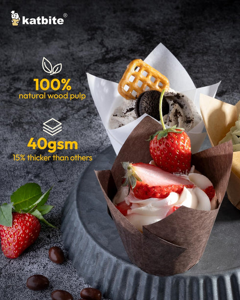 Katbite Tulip Cupcake Liners Holders 200PCS, Muffin Baking Cups, Cupcake Wrapper for Party, Wedding, Birthday, Christmas...