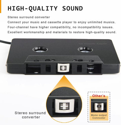 Car Audio Bluetooth Wireless Cassette Receiver, Bluetooth 5.0 Car Audio Stereo Cassette Vehicle Tape Converter Cassette Work While Charging Suppor...