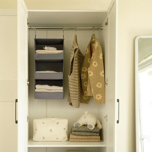 GRANNY SAYS 3-Shelf Hanging Closet Organizer and Storage, Collapsible Hanging Closet Shelves, Hanging Organizer for Closet & RV, Gray, 29 ½" H X 1...