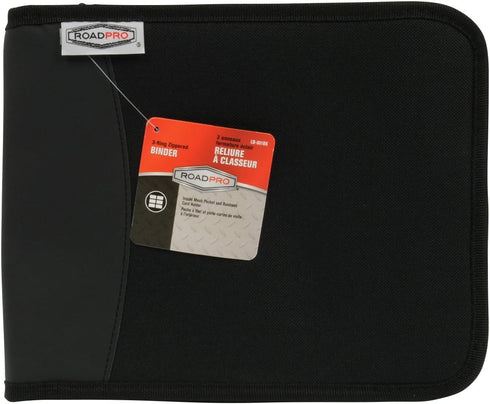 RoadPro 3-Ring Zippered Binder for Loose-Leaf Log Sheets, Black, LB-001BK, 10.5" x 8.5"...