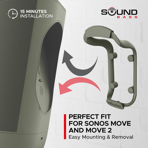 SOUND BASS Move Speaker Wall Mount Bracket, Weatherproof, Compatible with Sonos Move & Move 2, Including Mounting Accessories, Green...