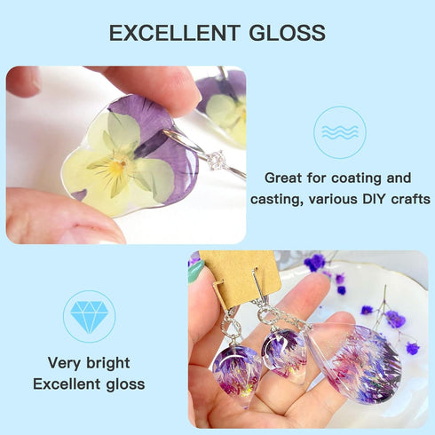 JDiction UV Resin 300g, Crystal Clear UV Resin Solar Cure Sunlight Activated Hard Resin Kit for Jewelry Making, Casting and Coating, DIY Crafts...