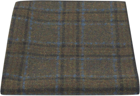 Olive Green & Brown Check Pocket Square, Tweed, Tartan, Plaid...