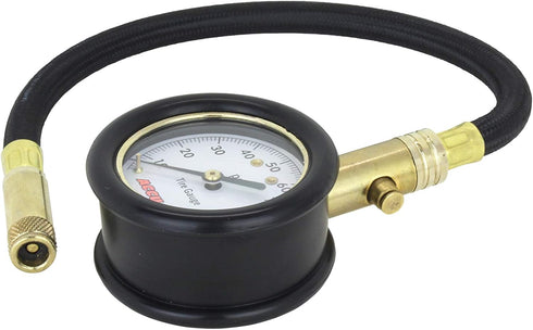 Accu-gage by Milton Dial Tire Pressure Gauge with Straight Air Chuck and 11 in. Braided Hose - ANSI Certified for Motorcycle/Car/Truck Tires (0-10...