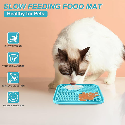 2PCS Licking Mat for Dogs with Suction Cups, Premium Lick Pad for Anxiety Relief, Slow Feeder Dog Bowls, Perfect for Bathing, Grooming and Trainin...