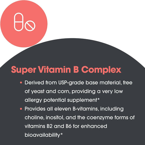 Allergy Research Group Super Vitamin B Complex - Vitamin B for Men & Women, Vitamin B Supplement, Vitamin B12, Vitamin B6, Vegetarian Capsules, Co...