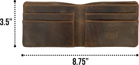 Hide & Drink, Slim Bifold Wallet, Classic Billfold for Pocket or Bag, Store Money, Cards and Cash, Travel Accessory, Full Grain Leather, Handmade,...