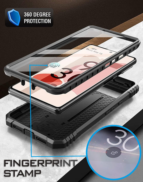 Poetic Revolution Case Compatible with Pixel 6 5G, Full Body Rugged Shockproof Protective Cover Case with Kickstand, Built-in Screen Protector Wor...