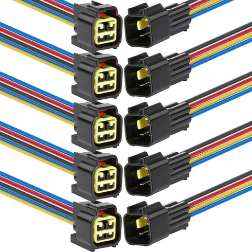 4 Pin electrical Connector Waterproof Connector,Male and Female Way 16 AWG Wire Suitable for car Truck, Boat and Other Wire Connection (5 pack) Bl...
