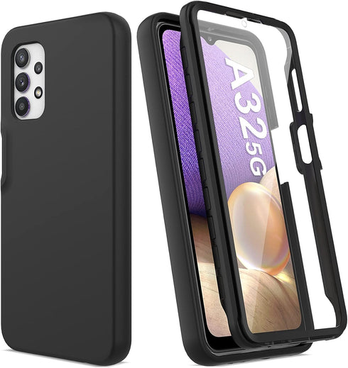for Samsung Galaxy A32 5G Case with Built-in Screen Protector, Full Body Protection Shockproof Cover Case, [Rugged PC Front Bumper + Soft TPU Back...