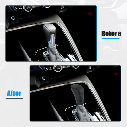 Unifizz Car Interior Faux Leather Gear Shifter Knob Cover Transmission Boot Lever Black for Honda Accord 2018-2022 Black Stitches...