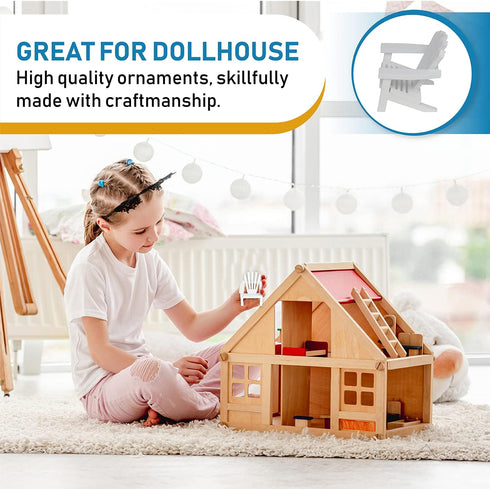 od Adirondack Miniature Chair - Unfinished Natural Wood Wedding Cake Topper Favor Mini Doll Furniture Dollhouse Top Decoration Beach Theme (4 Pack...