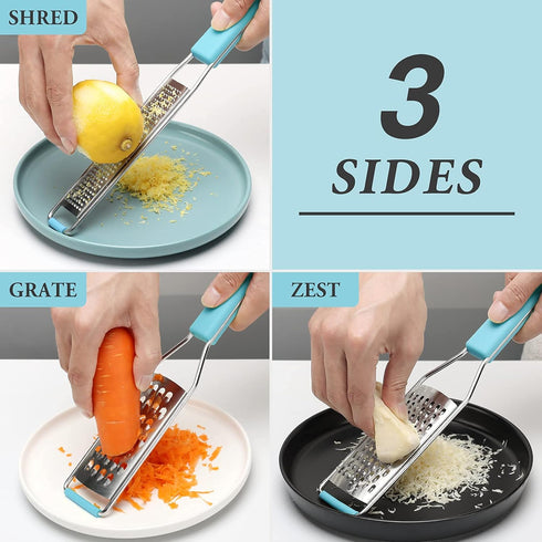 Cambom Lemon Zester Grater Three-piece Suit - Heavy Duty Kitchen Tool for Parmesan Cheese, Ginger, Garlic, Nutmeg, Chocolate, Vegetables?Fruits?St...