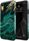 BURGA Phone Case Compatible with iPhone XR - Hybrid 2-Layer Hard Shell + Silicone Protective Case -Emerald Green Jade Stone High Luxury Gold Glitt...