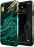 BURGA Phone Case Compatible with iPhone XR - Hybrid 2-Layer Hard Shell + Silicone Protective Case -Emerald Green Jade Stone High Luxury Gold Glitt...