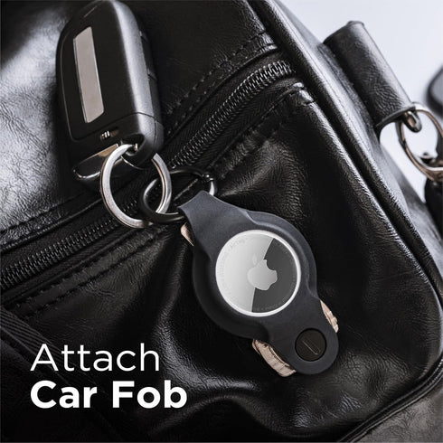 KeySmart AirTag Holder - Compact Key Organizer and Keychain for Apple AirTag - Silicone Case Attaches to Keys and Car Fobs - Black...