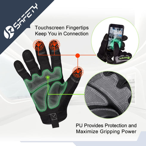 JKSafety High Performance Utility Work Gloves, all Purposes Mechanical Gloves, Guantes de Trabajo, for men and women, safety utility for works (G2...