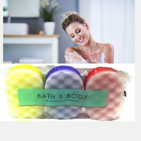 Exfoliating Bath Sponges for Shower, 3 Pack, Soft Scrubbers for Men, Women & Kids | Temas Bath Sponge Loofah Body Scrubbers for Body Wash | Bathin...