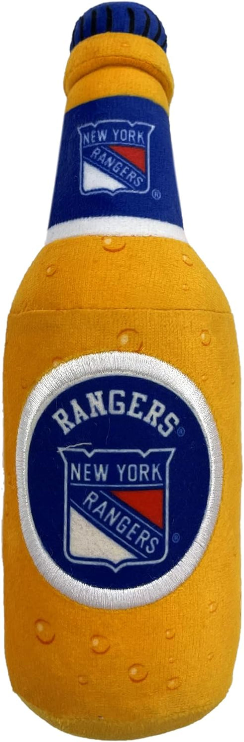 Pets First NHL NEW YORK RANGERS BEER BOTTLE PLUSH DOG & CAT SQUEAK TOY - Cutest STADIUM SODA BOTTLE SNACK Plush Toy for DOGS & CATS with INNER SQU...