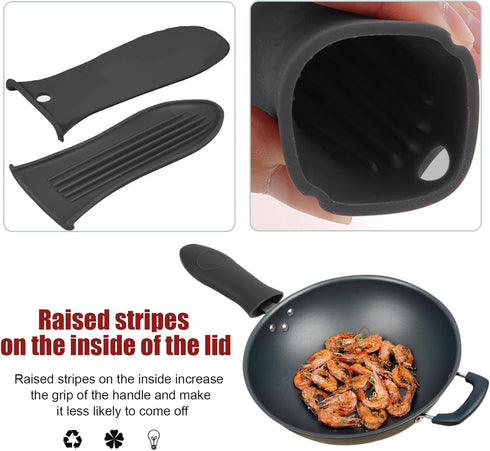 2 Pack Silicone Pan Handle Sleeve, Heat Resistant Cast Iron Skillet Handle Covers for Pots and Pans, Assist Handle Holder Grip for Kitchen Frying ...
