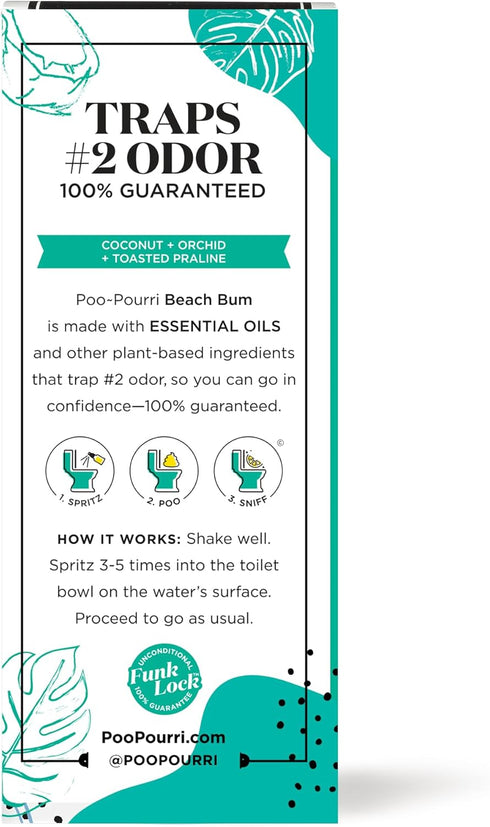 Poo-Pourri Before-You-Go Toilet Spray, Beach Bum, 2 Fl Oz - Coconut, Orchid and Toasted Praline (Packaging May Vary)...