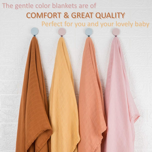 Meracorallo Muslin Swaddle Blanket Silky Soft Receiving Blanket Swaddle Wrap for Baby Boys and Girls, 47 x 47 inches, Yellow...