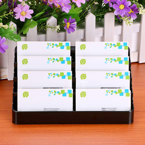 Hipiwe Business Card Holder for Desk- 8 Pocket Acrylic Business Card Display Stand Office Desktop Name Card Organizer,Fits 480Pcs Business Cards (...
