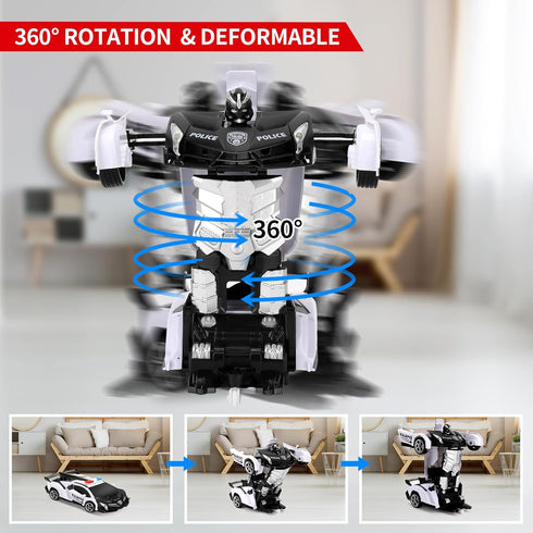 Transform Rc Cars for Boys 4-7 8-12, 2.4Ghz 1:18 Scale Remote Control Car Transforming Robot, One-Button Deformation 360° Rotation and Drift Car T...