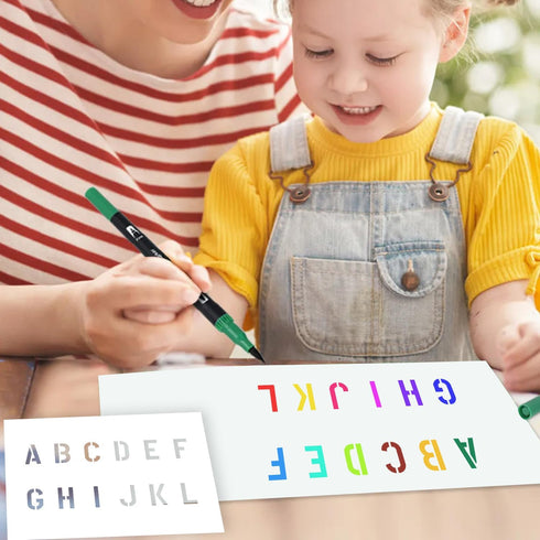 Letter Stencils Symbol Numbers Craft Stencils, 45 Pieces Reusable Alphabet Templates Kit, 1 2 3 4 Inch Letter Stencil for Painting on Wood, Canvas...