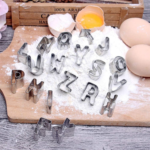 Alphabet Cookie Cutters Cake Letters Set of 26 Pieces Stainless Steel Christmas/Holiday Molds Tools for Fondant Biscuit, Cake, Fruit, Vegetables, ...
