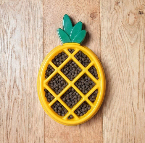 ZippyPaws - Happy Bowl - Slow Feed Dog Bowl - Up to 10x Slower Eating - Dishwasher Safe, Non Slip - Pineapple...