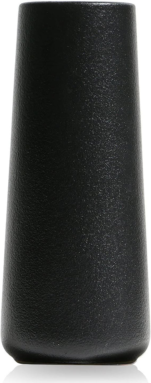 VanEnjoy 7" Desktop Minimalist Black Ceramic Vases Home Office Decoration Frosting Finish Vase (Medium Plain)...