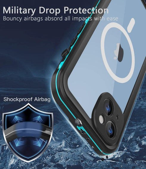 for iPhone 14 Plus Waterproof Case - Shockproof, Dustproof, Built-in Screen Protector, Magnetic Ring, 6.7" (Teal)...