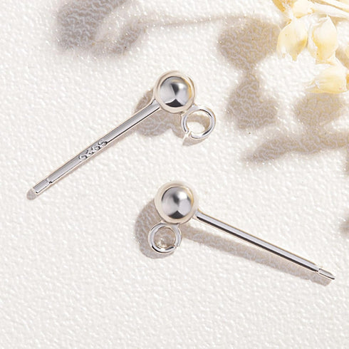 18 Pieces 925 Sterling Silver Ball Post Earing Studs with 18 Pieces Sterling Silver Butterfly Earring Back Round Ball Ear Pin with Loop for DIY Je...