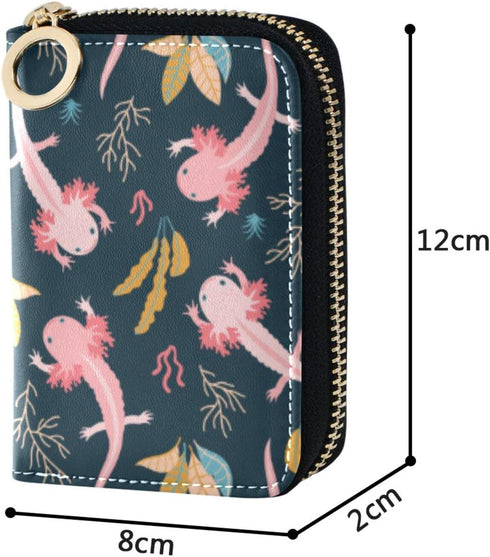 Cute Axolotl RFID Credit Card Holder Wallets Accordion for Women Leather Zipper Card Case Accordion Wallet for Ladies Girls...