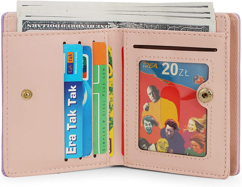 Uromee Girls Wallet Small Card Holder Women Purse Bifold Vegan Leather Zipper Coin Pocket Cute Unicorn Pendant Tassel...
