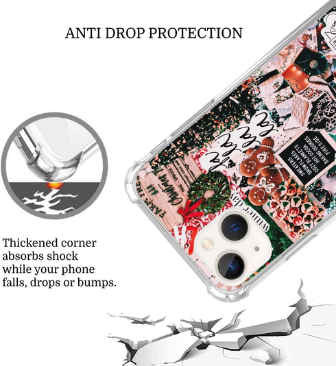 Winter Christmas Holiday Collage Case for iphone 13, Retro Aesthetic Christmas Gingerbread and Tree Pattern Case for Girls Women Men, Unique Trend...